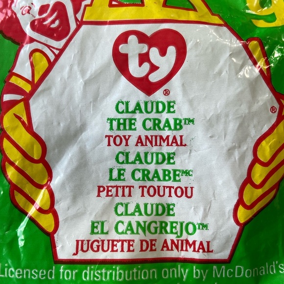 1999 McDonald's TY ~ Claude The Crab #9~ Teenie Beanie Babies - Picture 3 of 5